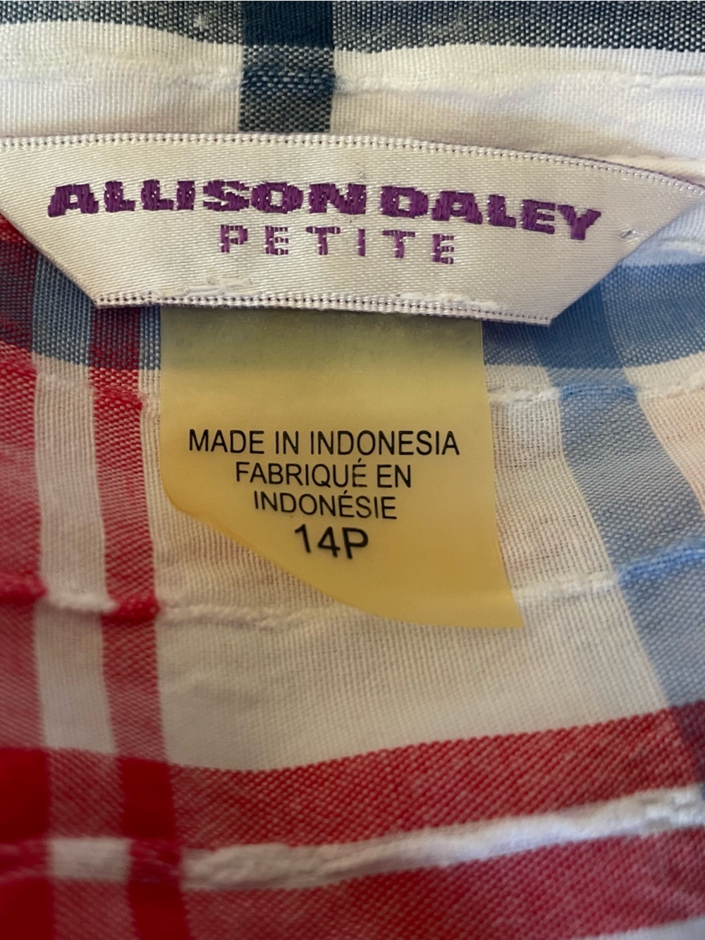 Allison Daley White Plaid Button-Down Shirt with Red & Blue Checks - Picture 5 of 6